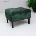 Forest Green Ottoman Stool Tufted Top