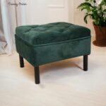 Forest Green Ottoman Stool Tufted Top