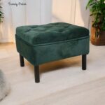 Forest Green Ottoman Stool Tufted Top