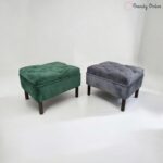 Forest Green Ottoman Stool Tufted Top