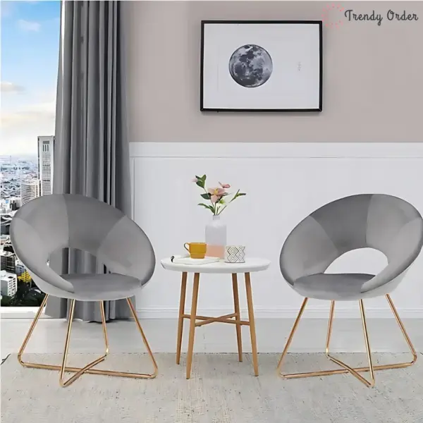 Modern Velvet Accent Chair Gold Base Design