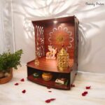 Wooden MDF Temple with LED Light Om Design