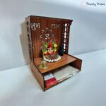 Wooden Temple Mandir with Om Design and Storage