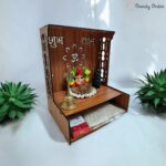 Wooden Temple Mandir with Om Design and Storage