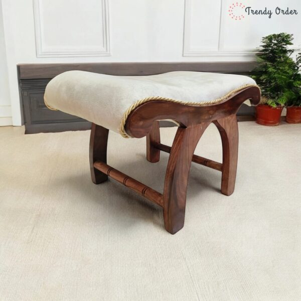 Sheesham Wood Curved Ottoman Stool Arch Design