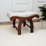 Sheesham Wood Curved Ottoman Stool Arch Design