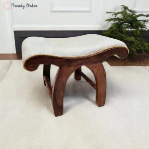 Sheesham Wood Curved Ottoman Stool Arch Design