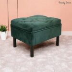 Forest Green Ottoman Stool Tufted Top