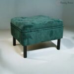 Forest Green Ottoman Stool Tufted Top