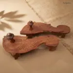 Wooden Khadau Fish Design Charan Paduka
