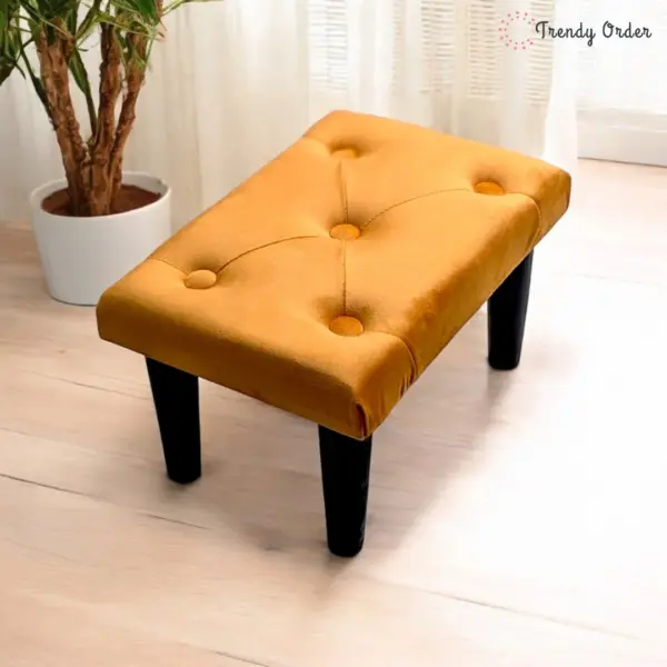 Tan Brown Tufted Footstool