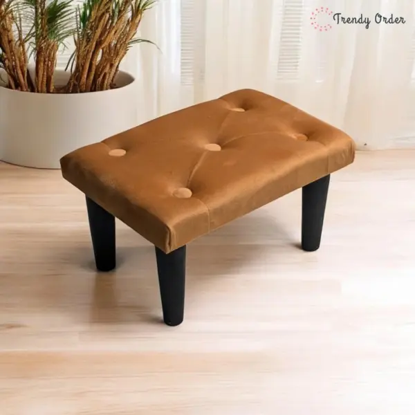 Tan Brown Tufted Footstool