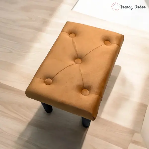 Tan Brown Tufted Footstool