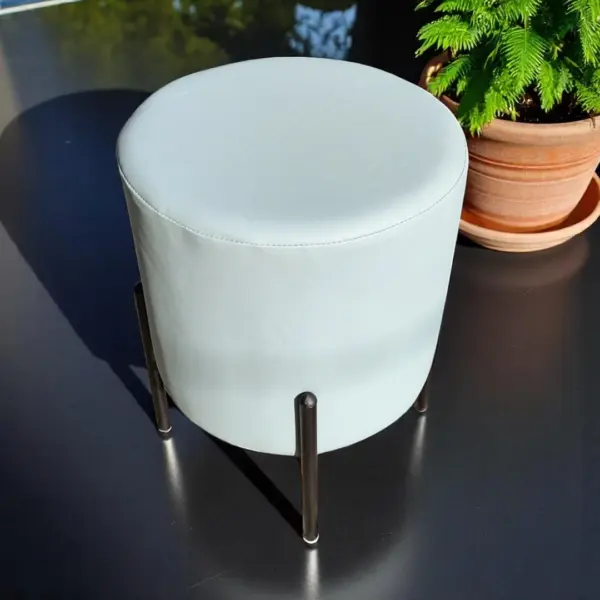 Light Blue Round Ottoman