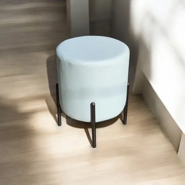 Light Blue Round Ottoman