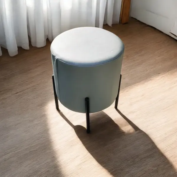 Light Blue Round Ottoman