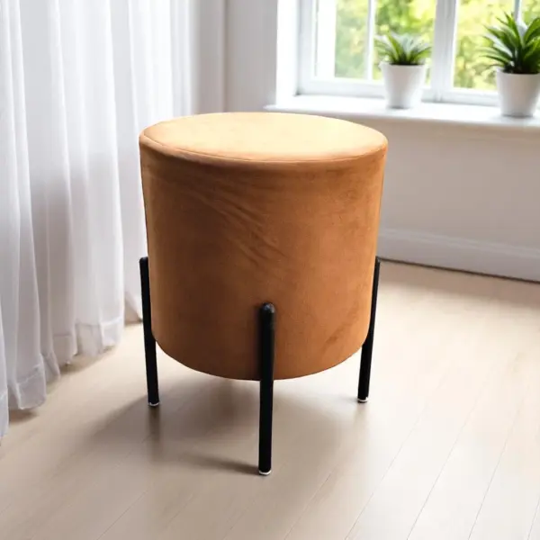 Camel Brown Round Ottoman
