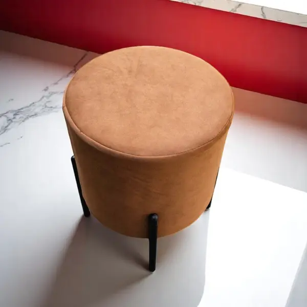 Camel Brown Round Ottoman