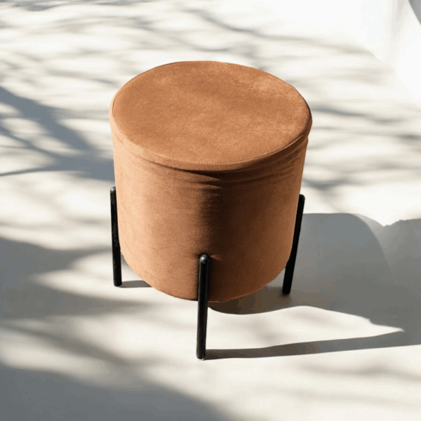 Camel Brown Round Ottoman