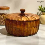Petal Carved Wooden Chapati Box