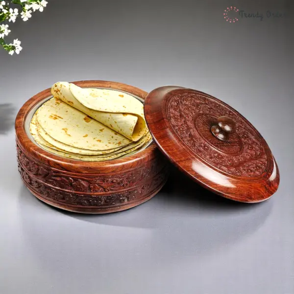 Wooden Chapati Box with Steel Liner