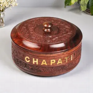 Wooden Chapati Box with Steel Liner