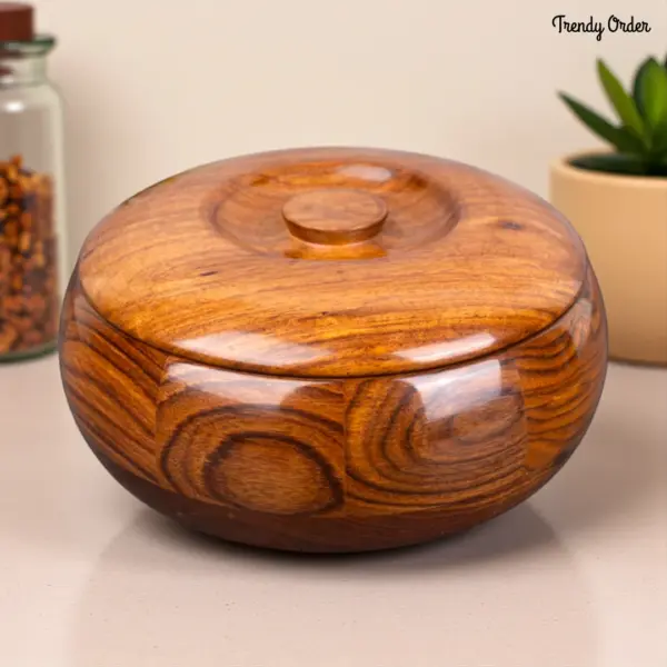 Wooden Chapati Box with Natural Finish