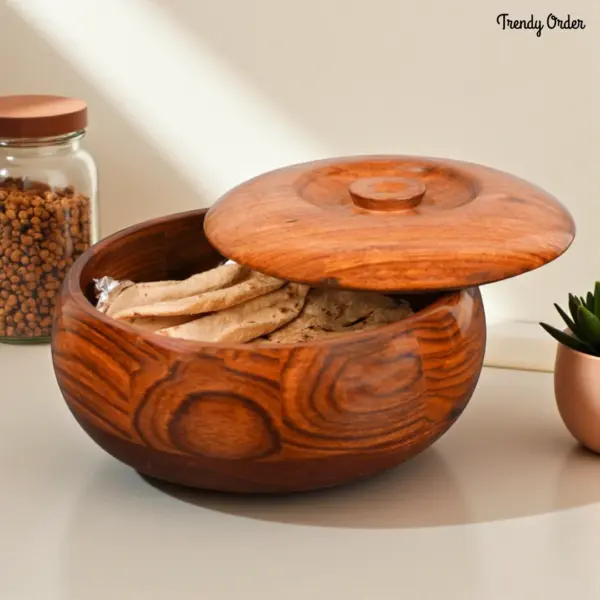 Wooden Chapati Box with Natural Finish