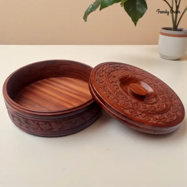 Carved Wooden Roti Box Carved Wooden Roti Box