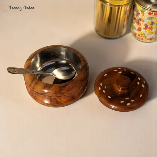 Wooden Storage Pot with Steel Liner