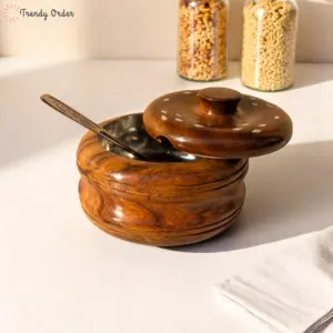 Wooden Storage Pot with Steel Liner
