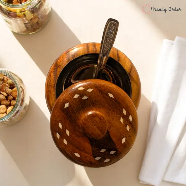 Wooden Storage Pot with Steel Liner