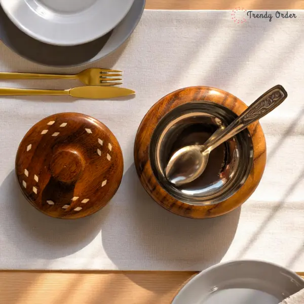 Wooden Storage Pot with Steel Liner