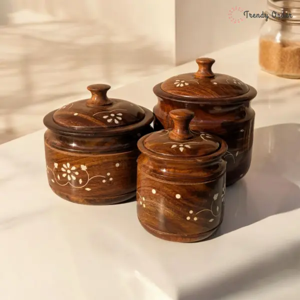 Wooden Multipupose Storage Jar