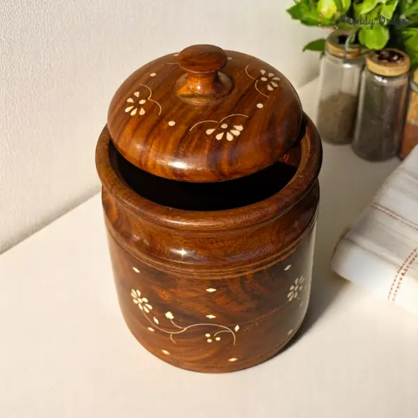 Large Wooden Storage Jar