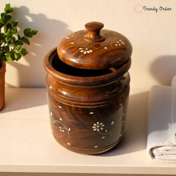 Large Wooden Storage Jar