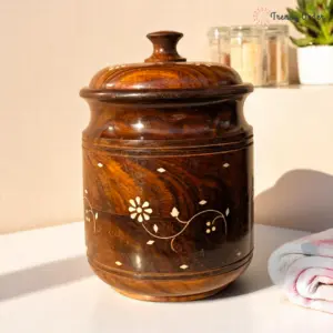 Large Wooden Storage Jar