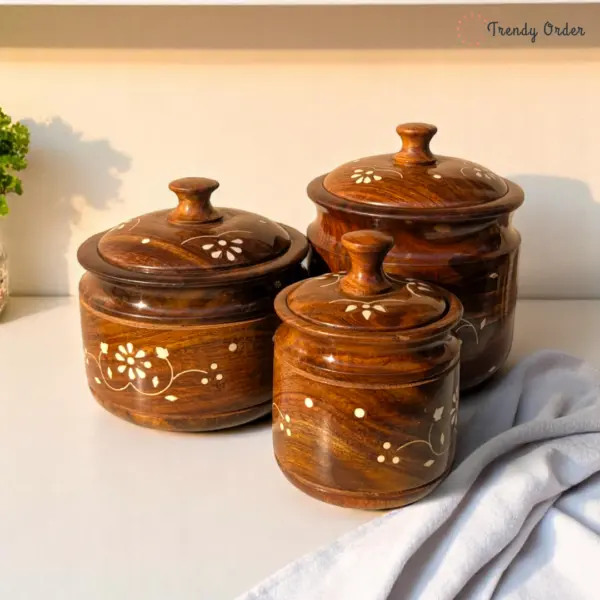 Wooden Multipupose Storage Jar