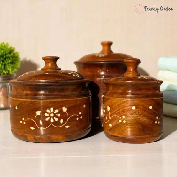 Wooden Multipupose Storage Jar