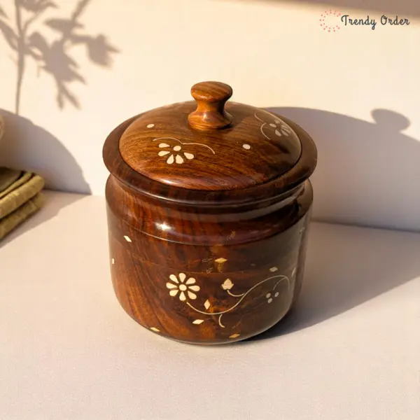 Wooden Multipupose Storage Jar
