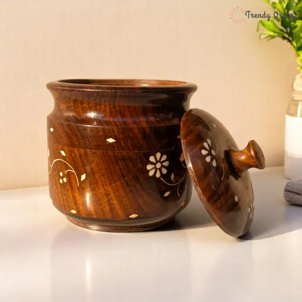 Wooden Multipupose Storage Jar