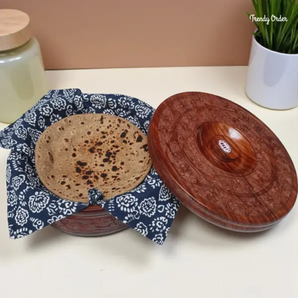 Carved Wooden Roti Box Carved Wooden Roti Box