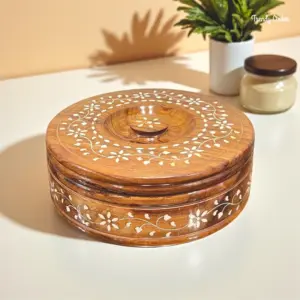 Round Wooden Roti Box