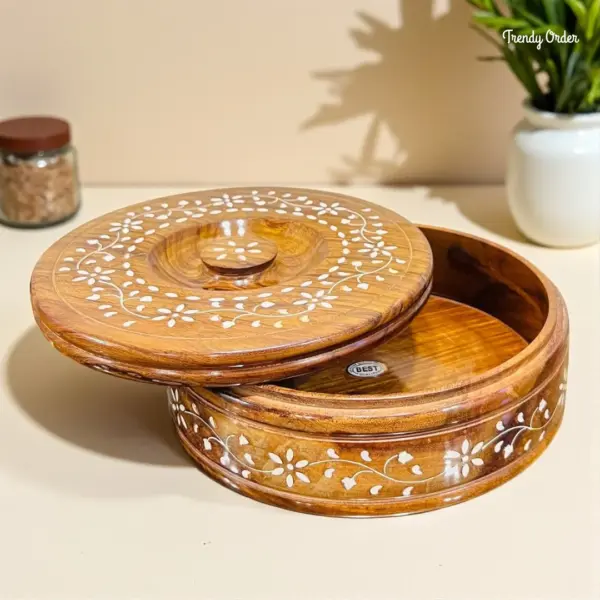 Round Wooden Roti Box Round Wooden Roti Box