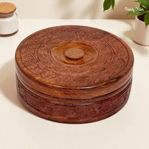 Carved Wooden Roti Box