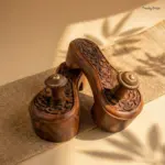 Carved Wooden Khadau for pooja