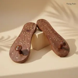 Heeled Wooden Khadau Charan Paduka