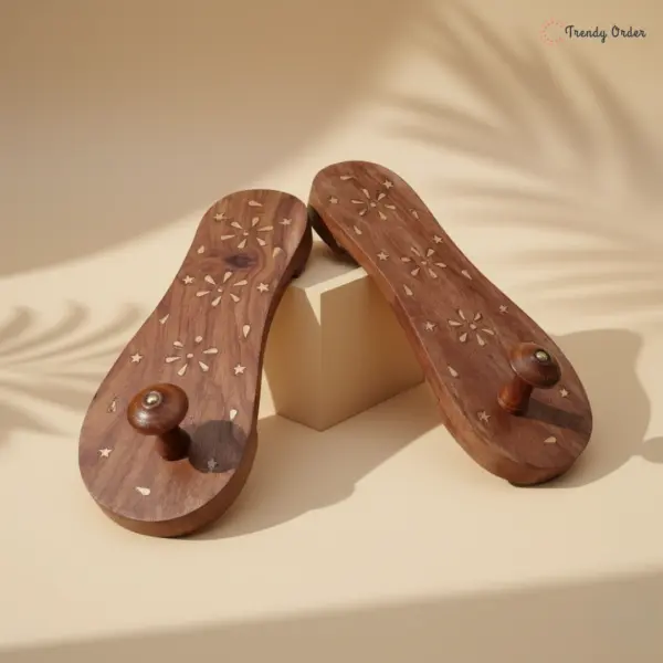 Heeled Wooden Khadau Charan Paduka Heeled Wooden Khadau Charan Paduka