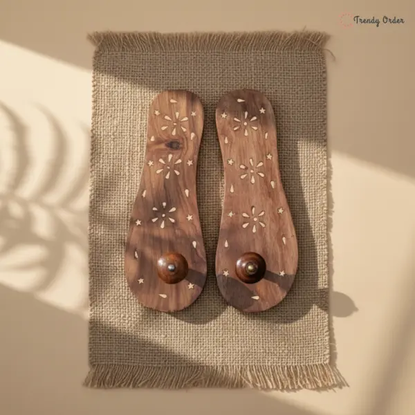 Heeled Wooden Khadau Charan Paduka