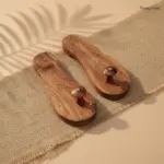 Heeled Wooden Khadau Charan Paduka